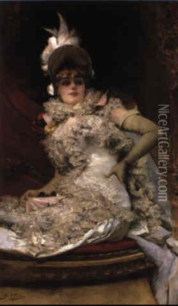 A L'opera Oil Painting - Georges Jules Victor Clairin