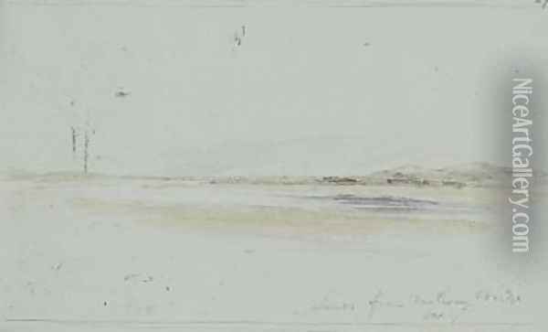 Sands from Duddon railway bridge Oil Painting - William James Linton