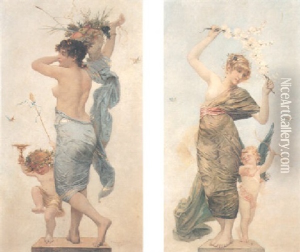 Le Printemps Oil Painting - Henry Eugene Delacroix
