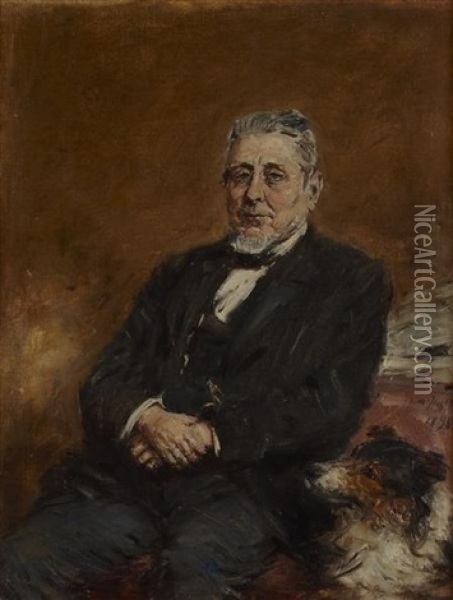 Portrait Of Baillie Duncan Macdonald And His Dog Oil Painting - William McTaggart