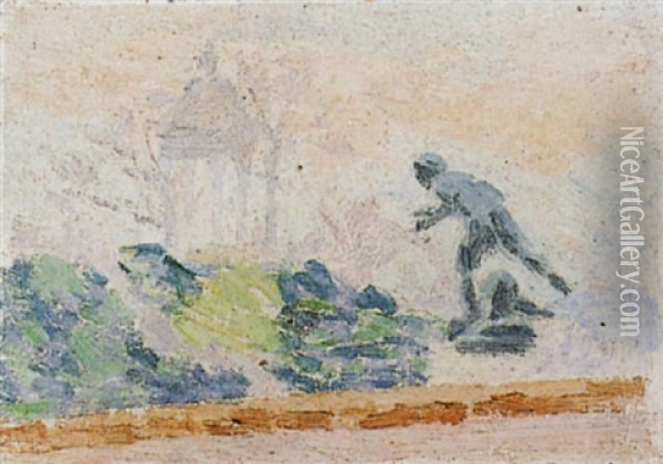 Paris, Le Parc Monceau, Effet De Brume Oil Painting - Louis Hayet