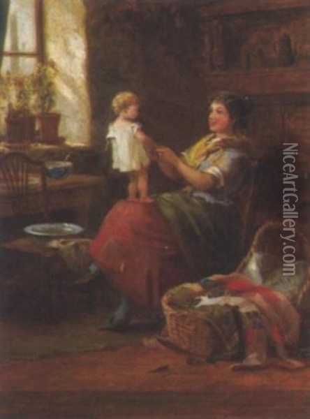 Die Junge Mutter Oil Painting - Robert Samuel Louis Gallon