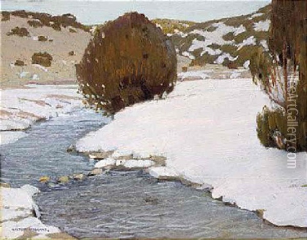 River In Winter Oil Painting - Victor William Higgins