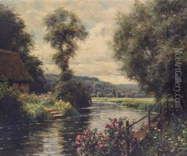 Cottage By The River Oil Painting - Louis Aston Knight