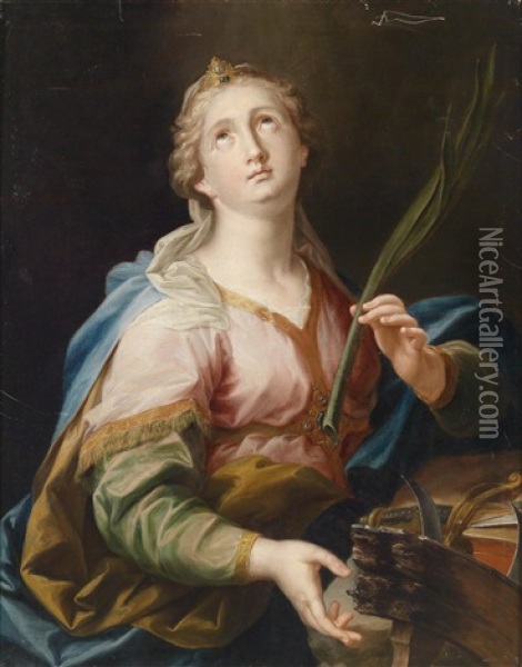 Die Heilige Katharina Mit Ihrem Attribut Und Der Martyrerpalme Oil Painting - Giuseppe Marchesi