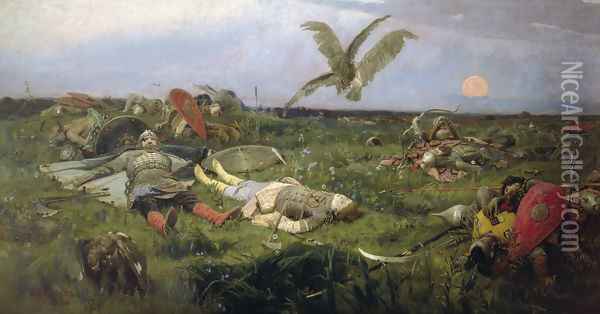 The field of Igor Svyatoslavich's battle with the Polovtsy, 1889 Oil Painting - Viktor Vasnetsov