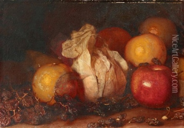 Still Life With Wrapped Orange Oil Painting - Lemuel Everett Wilmarth