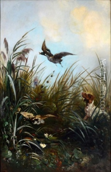 Chasse Au Canard Oil Painting - Francois Louis Fritz Niederhausern