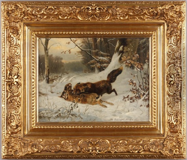 Fuchs Erlegt Hasen Oil Painting - Otto Recknagel