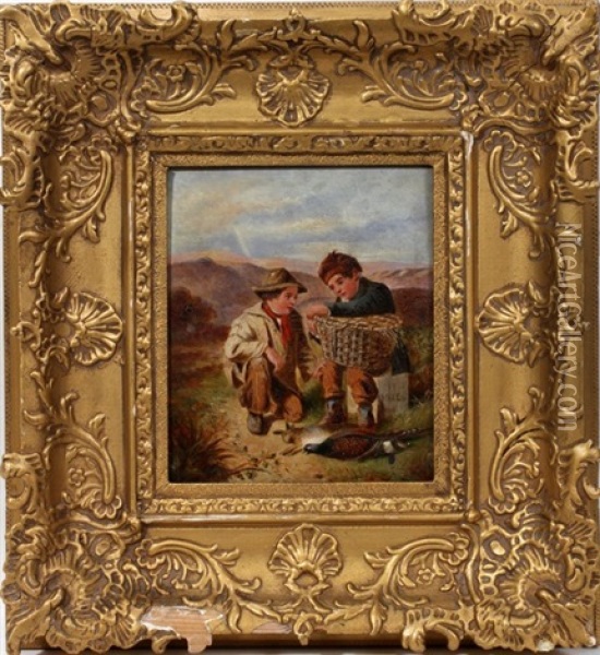 Children With Game Trophies Oil Painting - William Hemsley