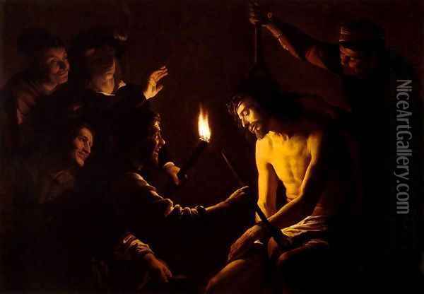 The Mocking of Christ 2 Oil Painting - Gerrit Van Honthorst