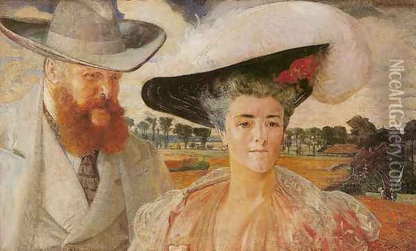 Portrait of Karol and Malgorzata Lanckoronski Oil Painting - Jacek Malczewski