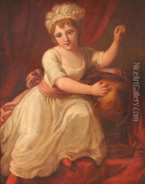 Eines Kleinen Madchens In Weisem Kleidchenmit Roter Scharpe Oil Painting - Louis Leopold Boilly