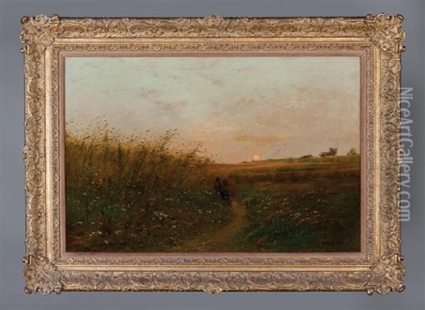 Along The Path At Sunset Oil Painting - Edward B. Gay