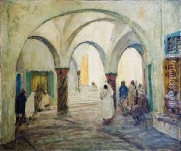 Medina De Tunez Oil Painting - Jean-Antoine-Armand Vergeaud