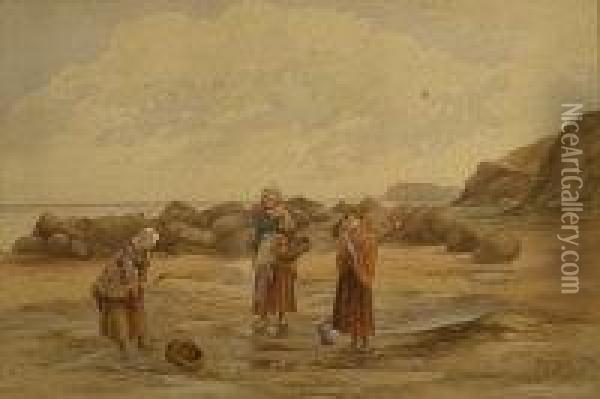 'yorkshire Fisherfolk Oil Painting - Kate E. Booth