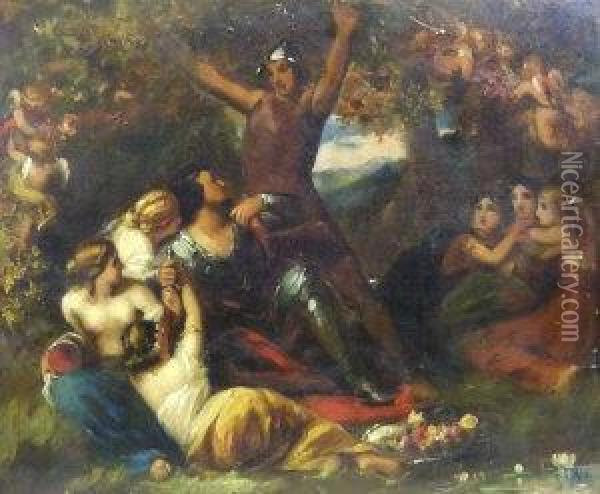 Mythological Scene With Soldiers Oil Painting - William Etty