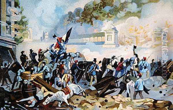 Wallonian volunteers attacking on 23rd October 1830 during the Dutch invasion of Belgium to try to reassert control Oil Painting - Anonymous Artist