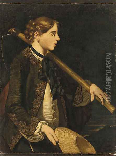 A young Man with a Hoe Oil Painting - North-Italian School