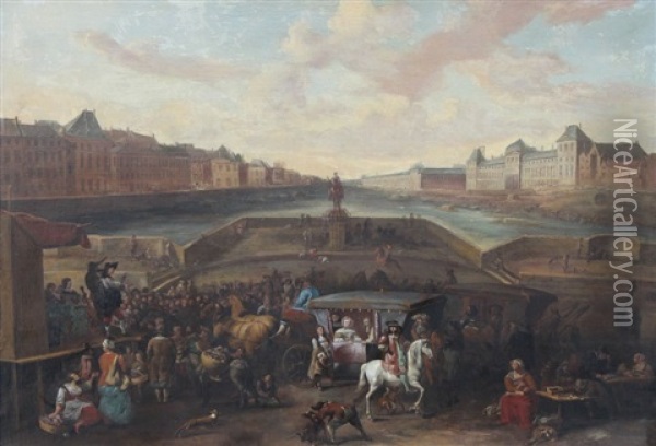 Sur Le Pont-neuf, A Paris Oil Painting - Hendrick Mommers