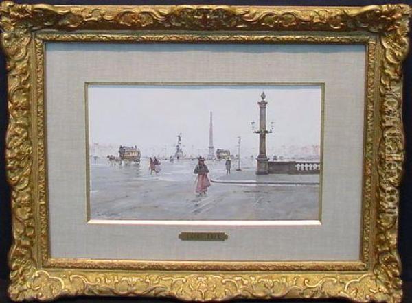 La Place De La Concorde Oil Painting - Luigi Loir