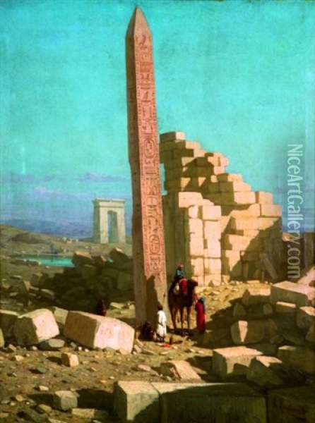 Nomades Autour De L'obelisque Oil Painting - Claude-Charles Rudhardt