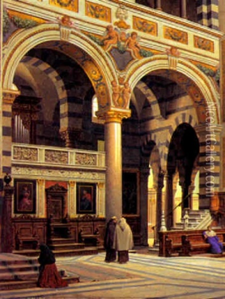Interior Fra Domkirken I Pisa Oil Painting - Heinrich Hansen