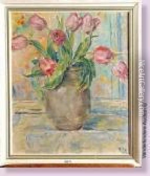 Vase De Tulipes Oil Painting - Georges Morren