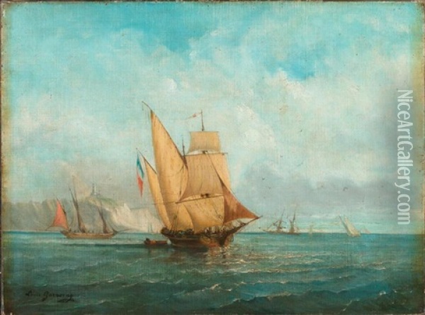 Segelschiffe Vor Der Kuste Oil Painting - Ambroise Louis Garneray