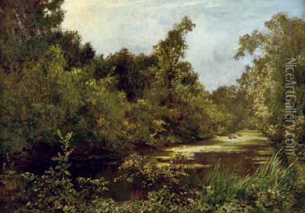 Sloot In Het Bosch: The Green Pond Oil Painting - Johann Hendrik Van Mastenbroek