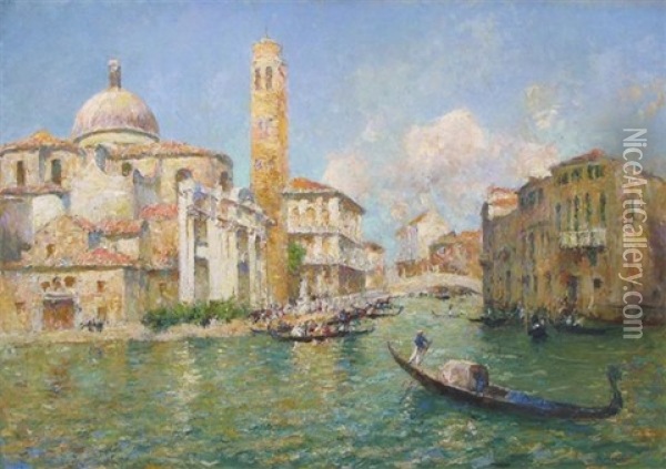 The Grand Canal, Venice Oil Painting - Julien Gustave Gagliardini
