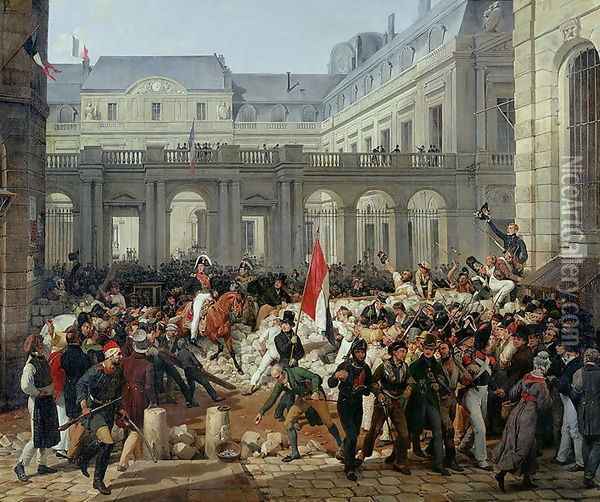 The Duke of Orleans Leaves the Palais-Royal and Goes to the Hotel de Ville on 31st July 1830, 1832 Oil Painting - Carle Vernet