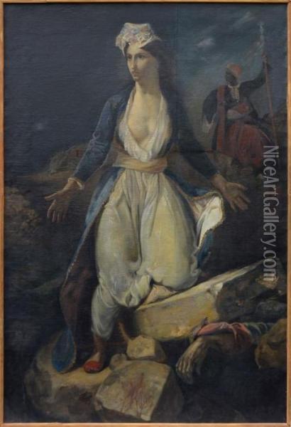 La Grece Sur Les Ruines De Missolongi Oil Painting - Eugene Delacroix