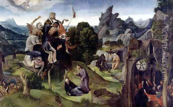 Scenes from the Life of St. Anthony Abbot 1530 Oil Painting - Cornelis Cornelisz. Kunst