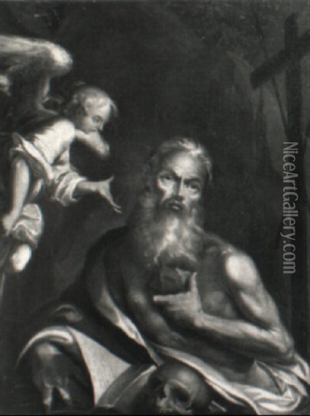 Der Heilige Hieronymus Mit Dem Engel Oil Painting - Joseph Heintz the Elder