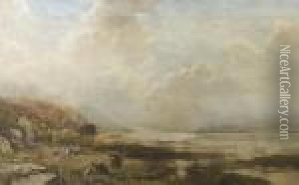 Cattle On A Lakeshore Oil Painting - William Bingham McGuinness