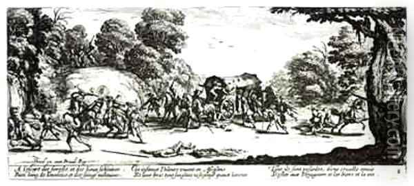 The Attack on the Stagecoach Oil Painting - Jacques Callot