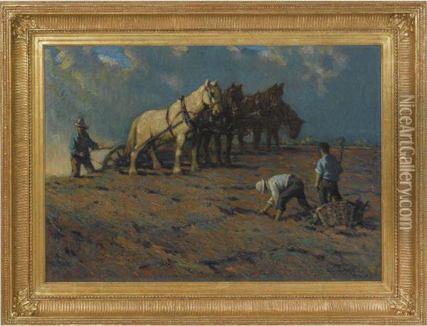 Plowing Oil Painting - Lawrence Carmichael Earle