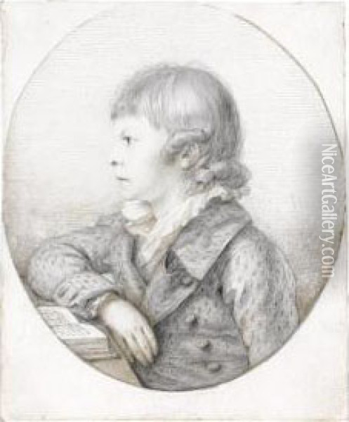 Half-length Portrait Of A Young 
Boy, Possibly Wilhelm Chodowiecki, Son Of The Artist Daniel Oil Painting - Anton Graff