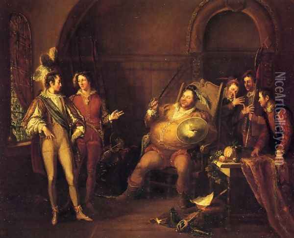Falstaff and Prince Hal (A Scene from Henry IV, Part I, Act II, Scene IV) Oil Painting - John Cawse