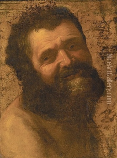 Portrait Of A Bearded Man Laughing Oil Painting - Gerrit Van Honthorst