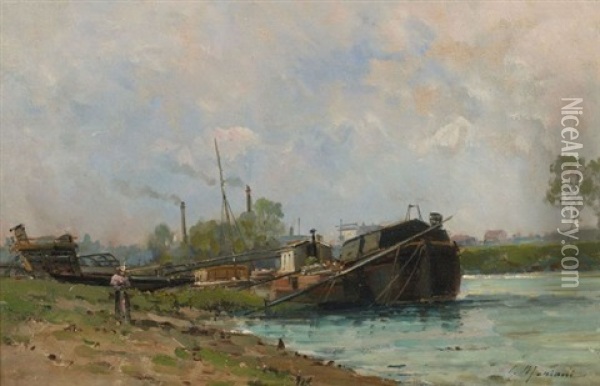 Peniche Sur La Seine Oil Painting - Gustave Mascart
