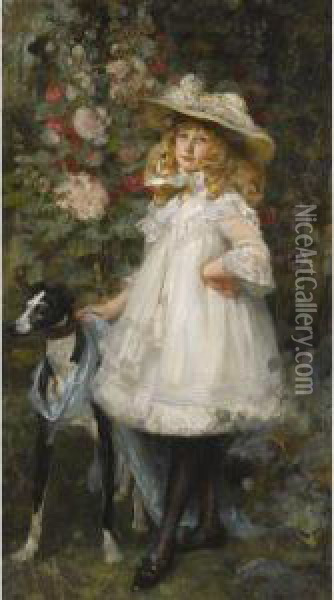 Portrait Of A Girl Oil Painting - James Jebusa Shannon