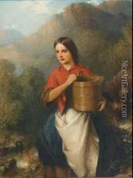 An Irish Girl / The Forrester's Daughter, Killarney Oil Painting - Samuel Berry Godbold