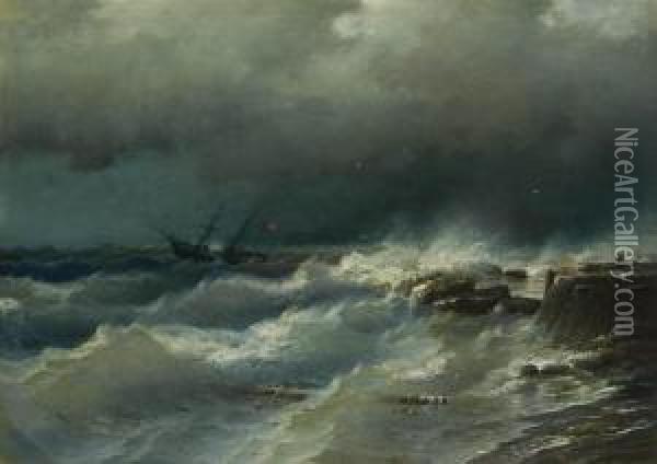 A Storm Near Odessa Oil Painting - Rufim Gavrilovitch Sudkovsky