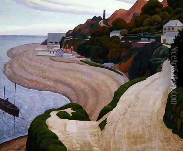 Newlyn and Mousehole Road, 1927 Oil Painting - Ernest Procter