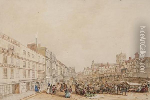 The Market Place, Norwich Oil Painting - David Hodgson