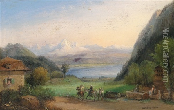 Reisende In Den Alpen Oil Painting - Francois Edme Ricois
