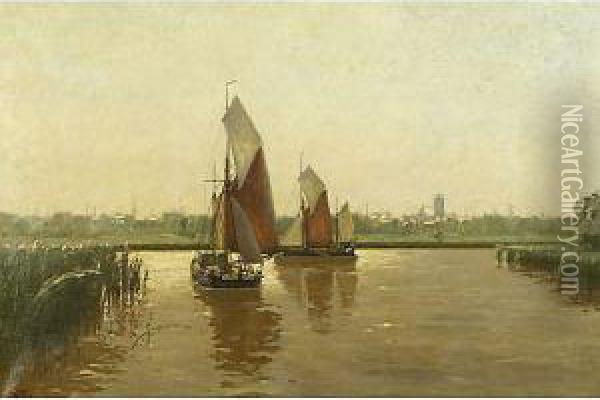 Marina Olandese Oil Painting - Erwin Carl Wilhelm Gunther