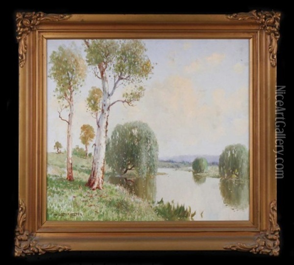 River Landscape Oil Painting - William Lister-Lister